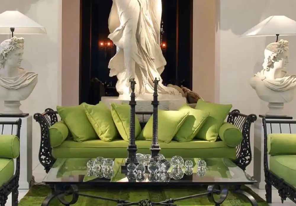 Casa Padrino sofá barroco de lujo verde / negro 212 x 87 x A. 77 cm - Sofá de hierro forjado forjado a mano con cojines - Sofá de Salón - Sofá de Jardín - Sofá de Patio - Muebles Barrocos Neuheit