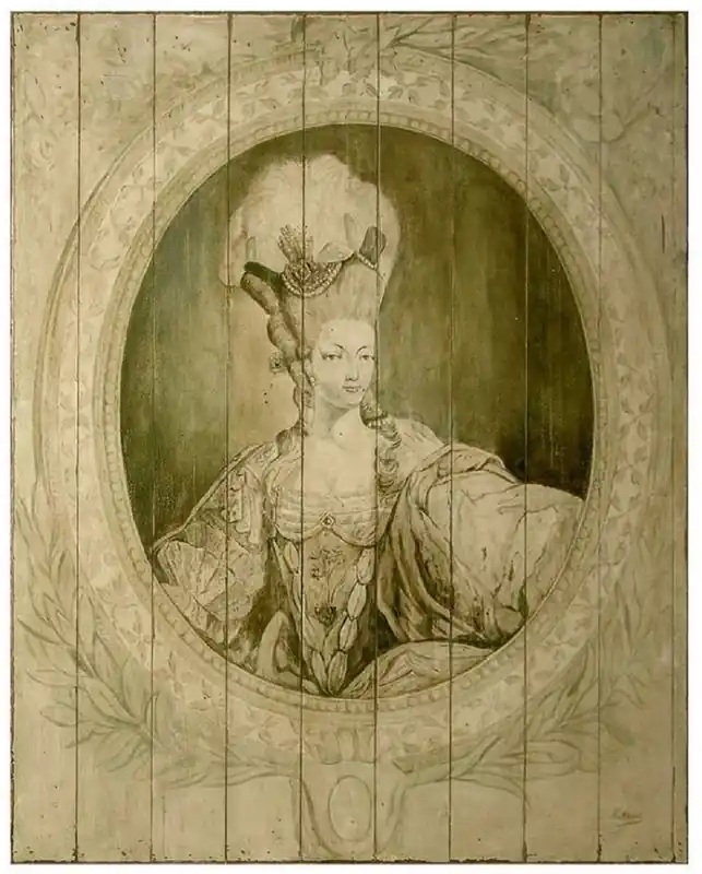 Angebot Casa Padrino pintura de pared barroco de lujo señora gris / verde 150 x A. 190 cm - Pintura de madera pintada a mano - Magnífica decoración de pared barroco