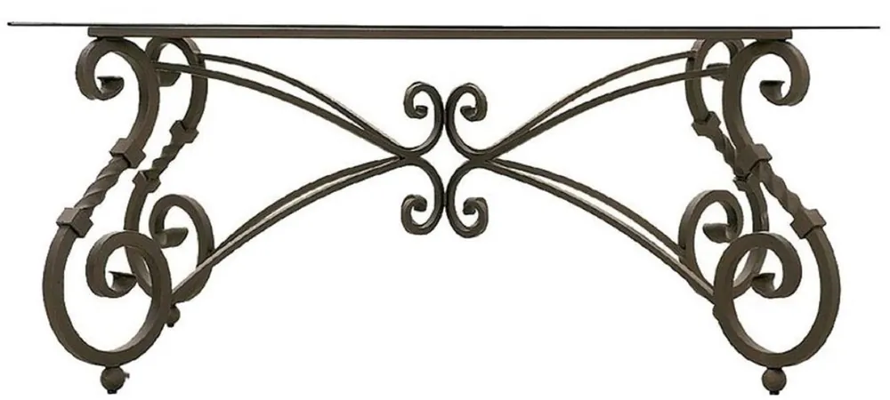 Casa Padrino mesa de comedor barroco de lujo con base marrón - Estructura de hierro forjado forjado a mano - Muebles de Jardín Patio Sala de Estar Expressversand