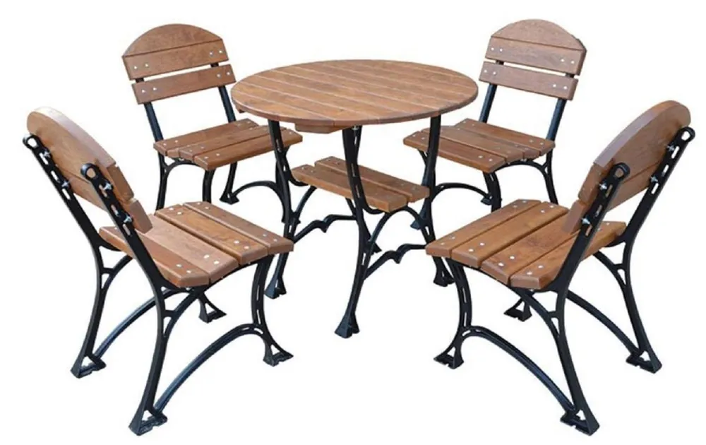 Super-Preis Casa Padrino conjunto de muebles de jardín Art Nouveau marrón / negro - 1 Mesa de Jardín y 4 Sillas de Jardín - Muebles de Terrazas de Jardín de Catering