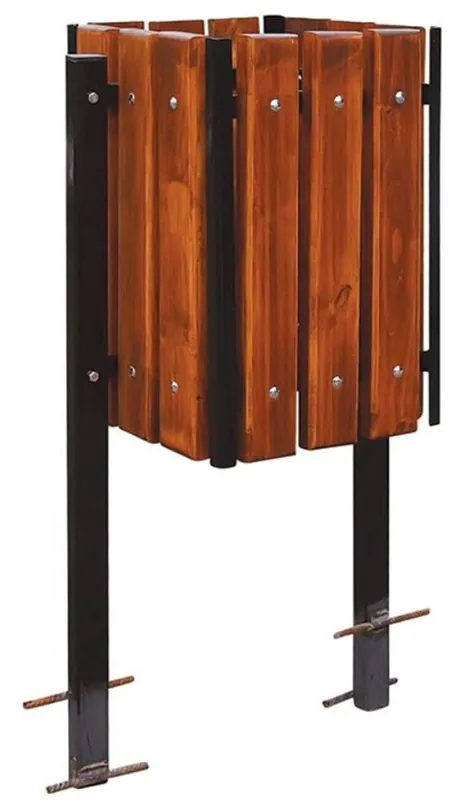 Schneller Versand Casa Padrino cubo de basura de lujo marrón oscuro / negro 38 x 38 x A. 100 cm - Cubo de basura de madera maciza con patas de acero - Cubo de basura de jardín de terraza de catering
