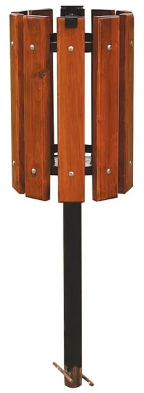 Neu Im Sortiment Casa Padrino cubo de basura de lujo marrón oscuro / negro Ø 38 x A. 155 cm - Cubo de basura de madera maciza con patas de acero - Cubo de basura de jardín de terraza de catering