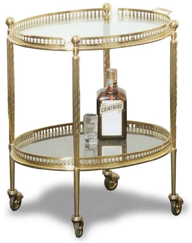 Schneller Versand Casa Padrino carrito de servicio Art Nouveau de lujo oro 52 x 41 x A. 56 cm - Carrito de latón noble con platos de vidrio - Accesorios de Gastronomía Barroco y Art Nouveau