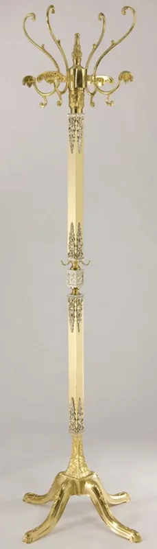 Casa Padrino perchero barroco de lujo oro / crema / plata 40 x 40 x A. 178 cm - Perchero de latón noble - Perchero de Hotel Barroco Preiswert