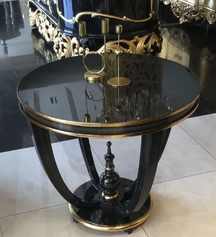 Casa Padrino mesa auxiliar barroco de lujo negro / oro - Mesa de madera maciza hecha a mano - Muebles de salón barrocos Direktkauf