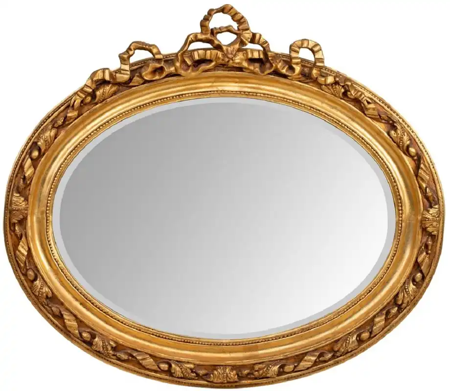 Casa Padrino espejo barroco oro 129 x 12 x A. 112 cm - Elegante espejo de pared de estilo barroco - Espejo de armario ovalado de estilo antiguo - Espejo de salón - Muebles Barrocos Top-Seller