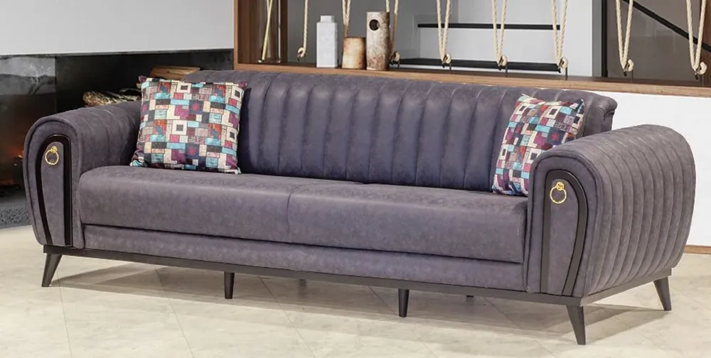 Casa Padrino sofá cama de lujo púrpura / negro / oro 222 x 90 x H. 80 cm - Sofá de salón moderno - Muebles de salón de lujo Nur Heute