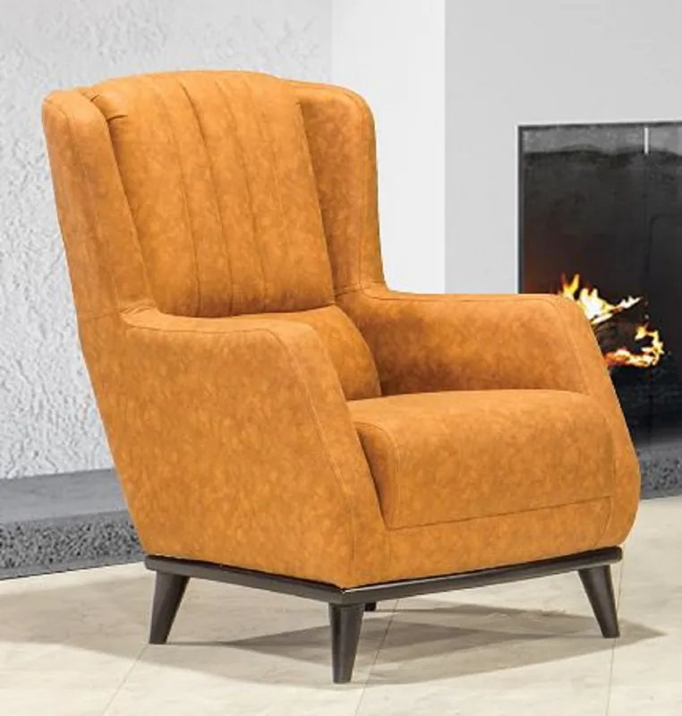 Casa Padrino sillón orejero de lujo marrón claro / negro 80 x 80 x A. 90 cm - Sillón de salón moderno - Muebles de Salón Sichere Zahlung