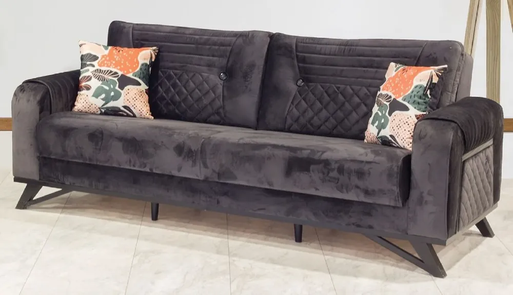 Casa Padrino sofá cama de lujo negro / gris 215 x 90 x A. 80 cm - Sofá de sala de estar moderno - Muebles de sala de estar modernos Preis Gesenkt