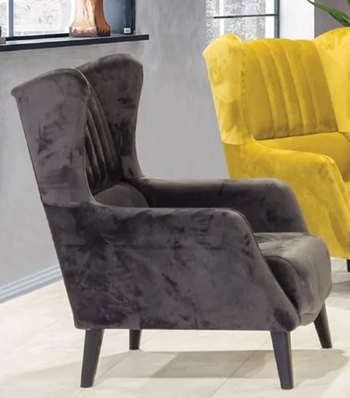 Casa Padrino sillón orejero de lujo negro 80 x 80 x A. 90 cm - Sillón de salón moderno - Muebles de Salón Markenware