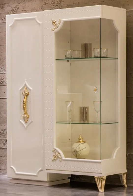 Neue Kollektion Casa Padrino vitrina barroco de lujo blanco / oro - Vitrina de madera maciza hecha a mano con 2 puertas - Muebles Barrocos - Noble & Magnífica