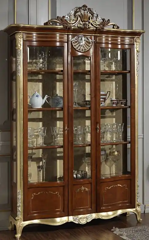 Casa Padrino vitrina barroco de lujo marrón / oro / plata - Vitrina noble de madera maciza con 2 puertas - Muebles de Hotel - Muebles de Castillo - Calidad de lujo - Hecho en Italia Sonderangebot