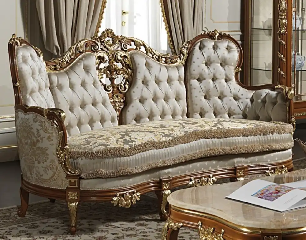 Casa Padrino sofá barroco de lujo crema / plata / marrón / oro - Noble sofá de salón hecho a mano con patrón elegante - Mobiliario de Hotel - Mobiliario de Castillo - Calidad de Lujo - Hecho en Italia Geprüft