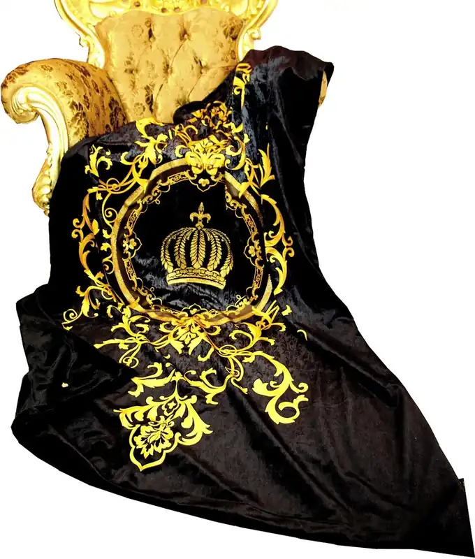 Highlight Manta de lujo Pompöös de Casa Padrino barroco negro / oro de Harald Glööckler con pedrería