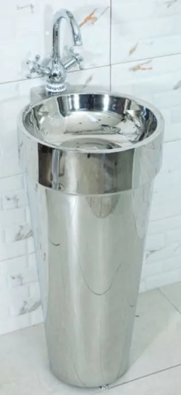 Super-Preis Casa Padrino lavabo de lujo de acero inoxidable plata 40 x A. 86 cm - Mueble de baño - Colección Hotel & Restaurant - Calidad de Lujo