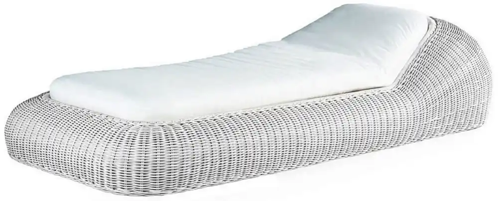 Bestseller Casa Padrino tumbona de jardín de lujo blanco / blanco 238 x 100 x A. 50 cm - Tumbona resistente a la intemperie tejida a mano - Tumbona moderna - Muebles de Jardín de Hotel