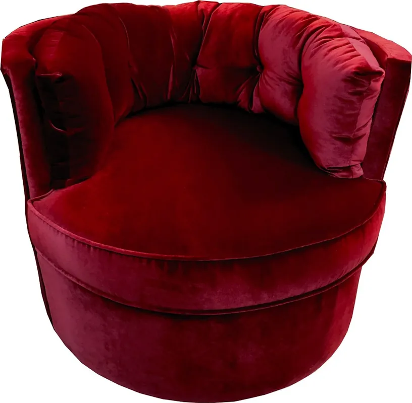 Abverkauf Casa Padrino sillón giratorio de lujo rojo burdeos 90 x 86 x A. 72 cm - Sillón de salón con tela de terciopelo fino - Muebles de salón - Calidad de Lujo