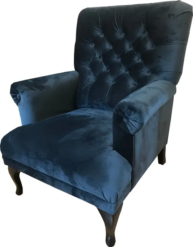Must-Have Casa Padrino Sillón de Terciopelo Chesterfield de Lujo Azul Medianoche / Negro 82 x 75 x A. 93 cm - Muebles de Sala Chesterfield