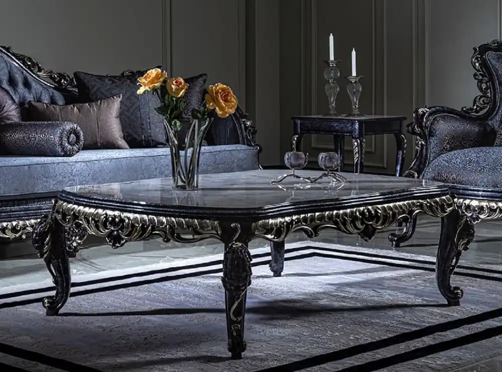 Preiswert Casa Padrino mesa de centro barroco de lujo blanco / azul / oro - Mesa de salón de madera maciza hecha a mano en estilo barroco - Magníficos muebles de salón barrocos