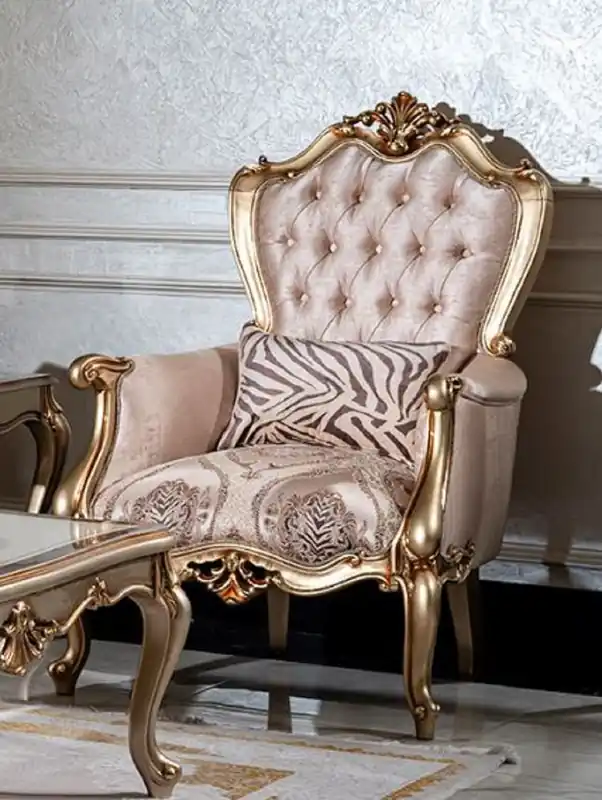 Top-Seller Casa Padrino sillón barroco de lujo rosa / negro / oro - Sillón de salón elegante con patrón y cojín decorativo - Muebles de salón barrocos