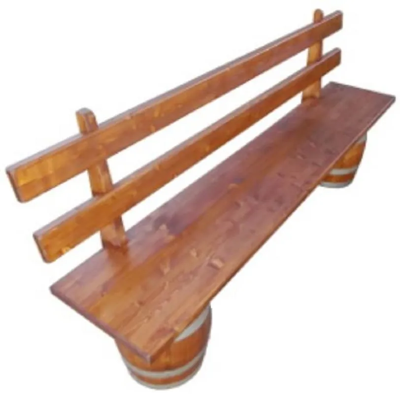 Mega-Angebot Casa Padrino banco de barril de lujo marrón / plata 200 x 34 x A. 95 cm - Banco rústico con respaldo de madera maciza hecho a mano - Muebles de Terrazas de Jardín de Gastronomía