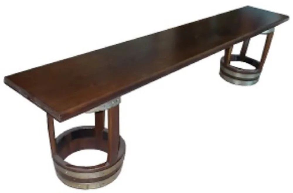 Zertifiziert Casa Padrino banco de barril de lujo marrón oscuro / plata 200 x 34 x A. 49 cm - Banco de madera maciza hecho a mano - Muebles de Terrazas de Jardín de Gastronomía