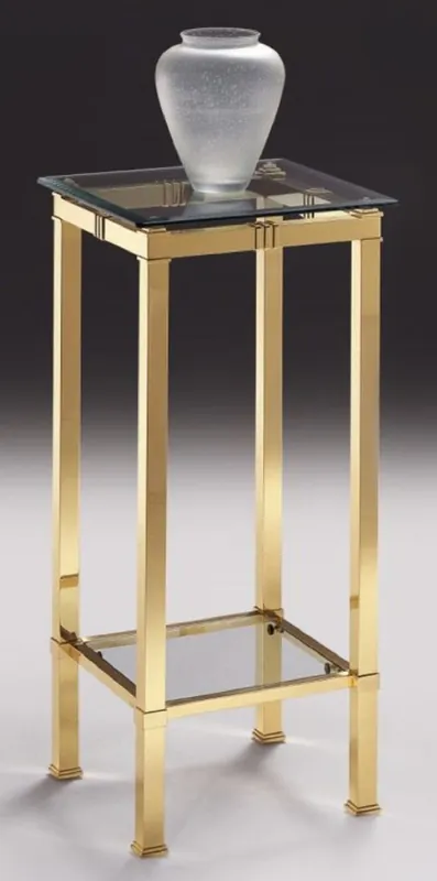 Casa Padrino columna de lujo latón 39 x 39 x A. 85 cm - Mesa auxiliar de latón noble con tapas de vidrio - Muebles de Salón - Calidad de Lujo Neu