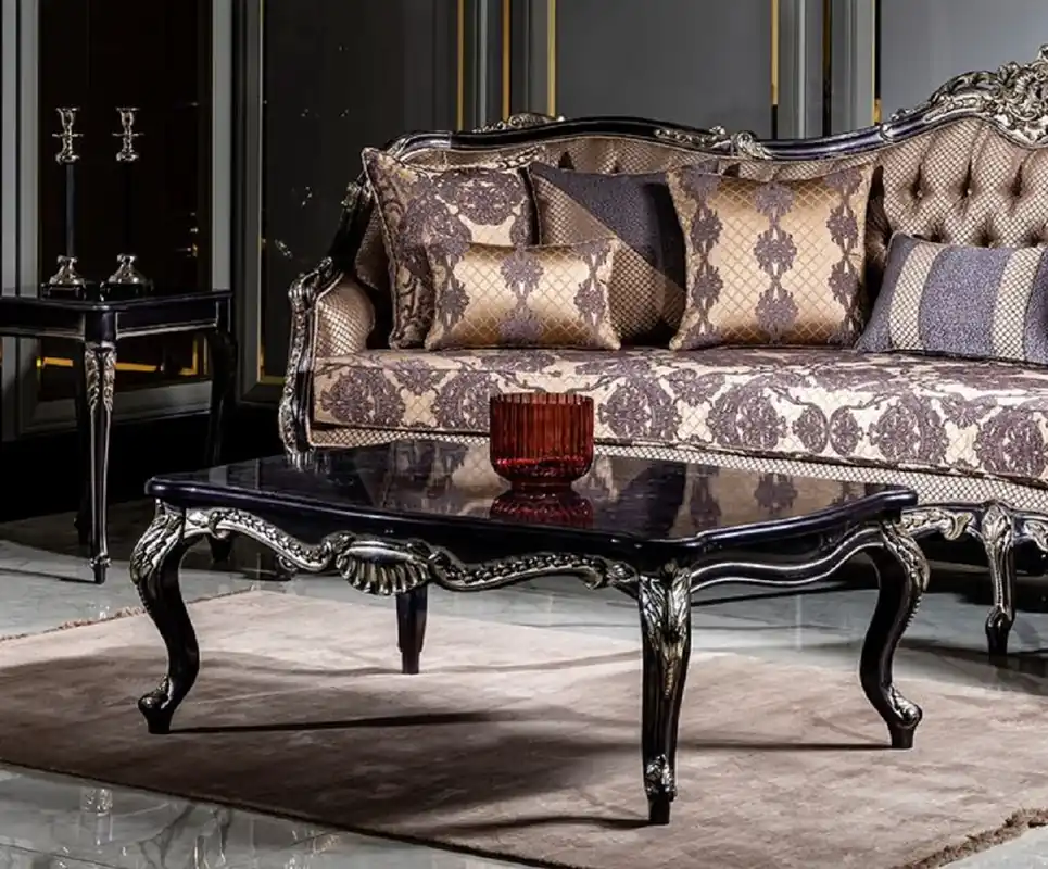 Casa Padrino mesa de centro barroco de lujo púrpura / oro - Magnífica mesa de salón en estilo barroco - Mesa de madera maciza hecha a mano - Muebles de salón barrocos Top-Seller