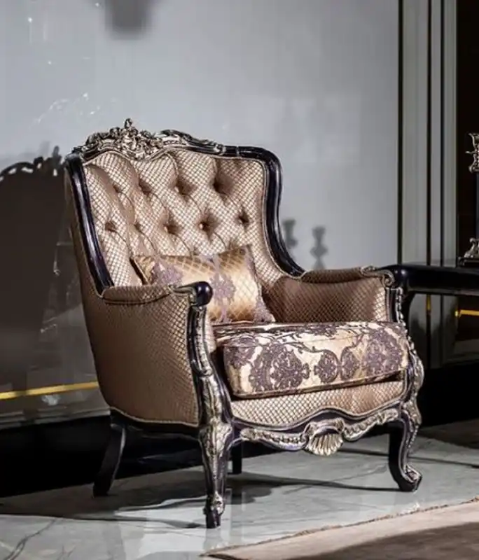 Casa Padrino sillón barroco de lujo oro / púrpura - Magnífico de salón elegante con patrón y cojín decorativo - Muebles de salón barrocos Saisonangebot