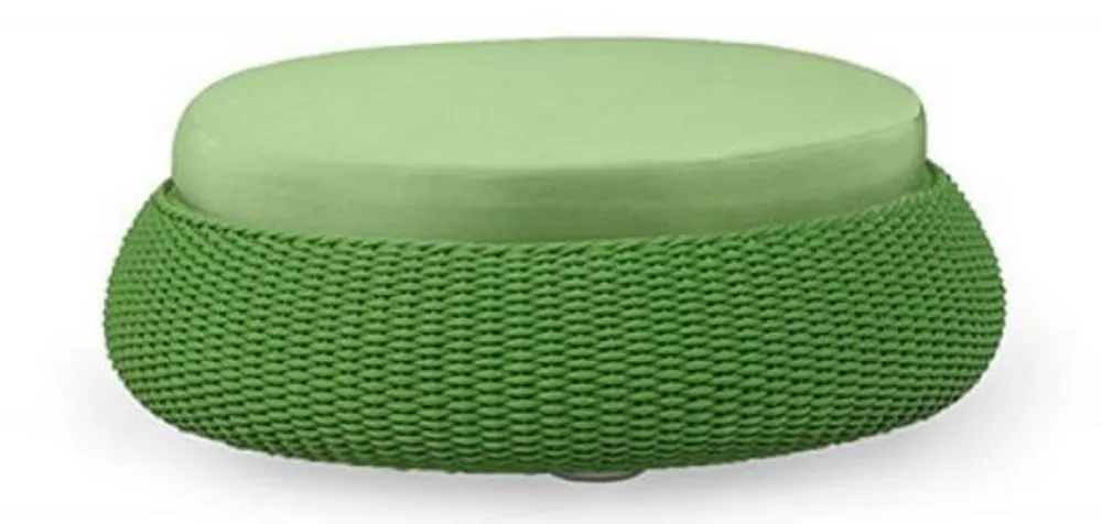 Geprüft Casa Padrino taburete de lujo verde Ø 107 x A. 32 cm - Taburete redondo resistente a la intemperie tejido a mano - Taburete de jardín y terraza - Mobiliario de hotel - Calidad de Lujo
