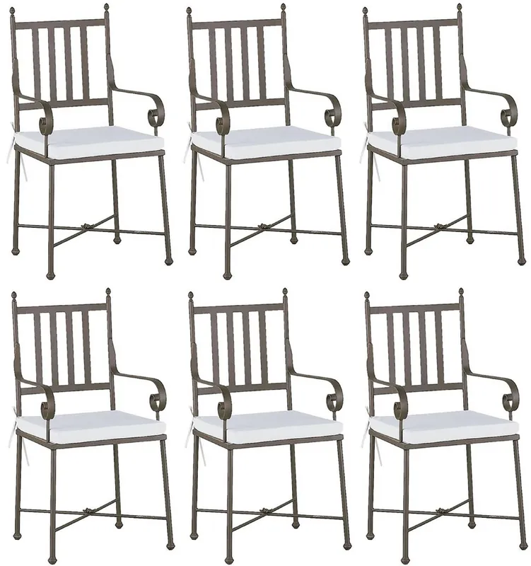 Casa Padrino conjunto de silla de jardín con reposabrazos y cojines de asiento marrón / blanco 47 x 50 x A. 103 cm - Sillas de comedor forjadas a mano - Muebles de Comedor de Jardín de Patio Online Kaufen