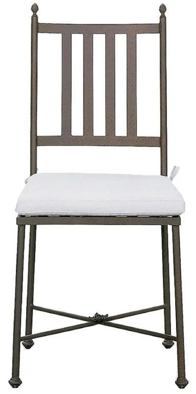 Ausverkauf Casa Padrino silla de jardín Art Nouveau de lujo con cojin de asiento marrón / blanco 42 x 45 x A. 103 cm - Silla de comedor forjada a mano - Muebles de Comedor de Jardín de Patio