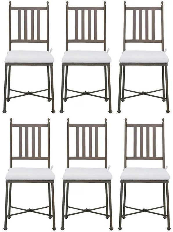 Casa Padrino conjunto de silla de jardín con cojines de asiento marrón / blanco 42 x 45 x A. 103 cm - Sillas de comedor forjadas a mano - Muebles de Comedor de Jardín de Patio Sonderaktion