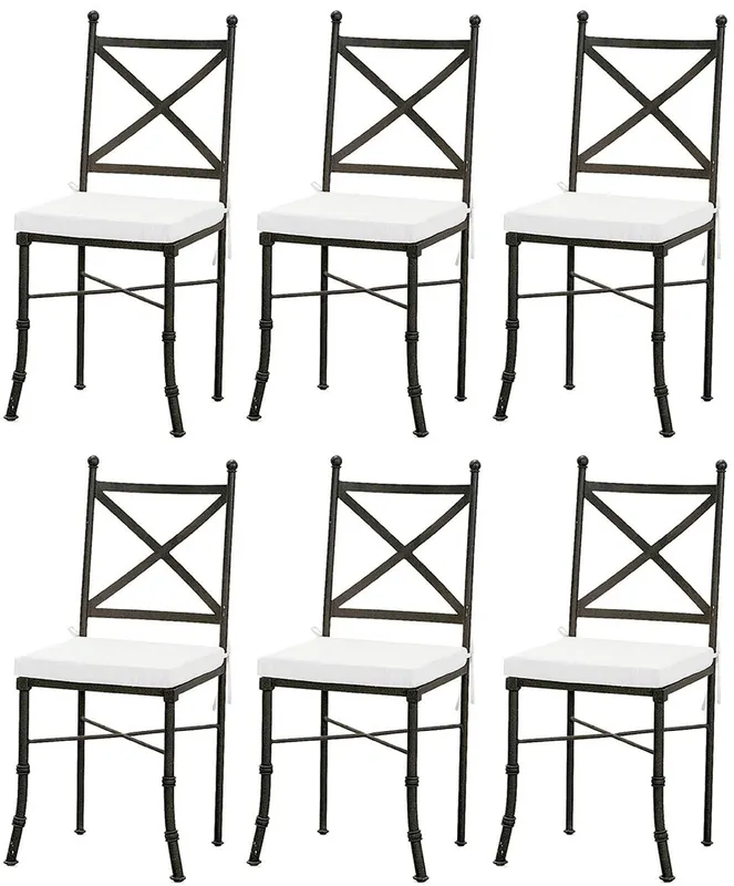 Neu Casa Padrino conjunto de silla de jardín con cojines de asiento negro / blanco 40 x 44 x A. 99 cm - Sillas de comedor forjadas a mano - Muebles de Comedor de Jardín de Patio