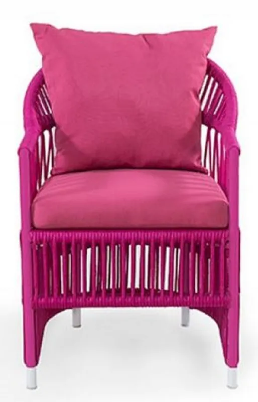 Top-Preis Casa Padrino silla de jardín de lujo con reposabrazos púrpura 56 x 56 x A. 82 cm - Silla de comedor resistente a la intemperie tejida a mano - Muebles silla de jardín - Calidad de Lujo