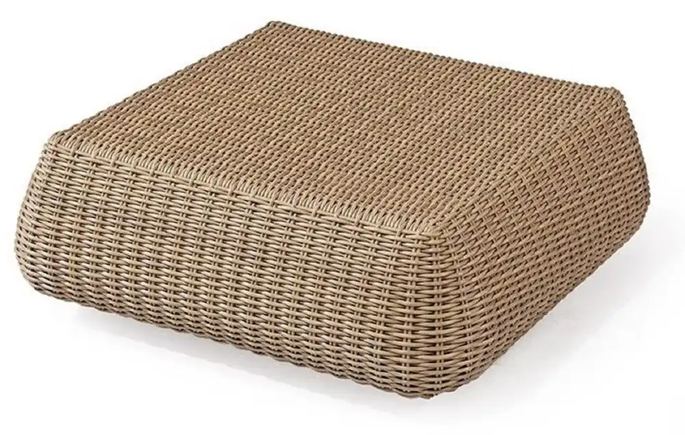 Neue Kollektion Casa Padrino mesa de jardín de lujo natural 82 x 82 x A. 30 cm - Mesa de centro impermeable tejida a mano - Muebles Mesa de Jardín de Terraza - Colección de Lujo