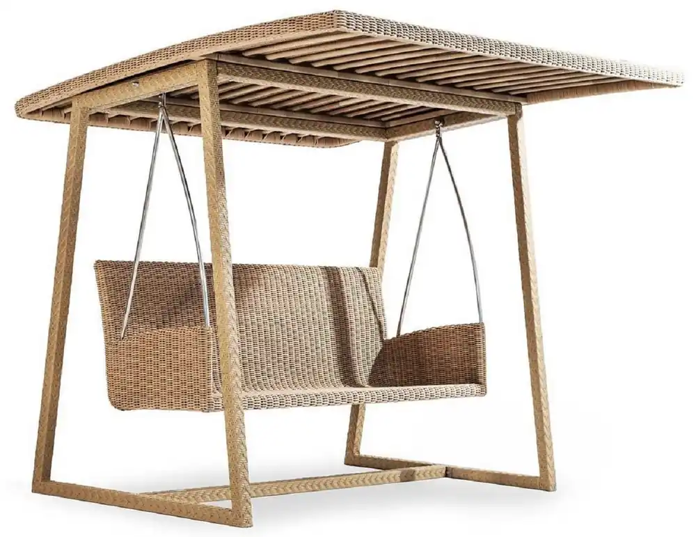 Bestseller Casa Padrino columpio de jardín de lujo natural 226 x 190 x A. 181 cm - Columpio de Hollywood resistente a la intemperie con toldo para el sol - Muebles de jardín - Muebles de jardín - Calidad de Lujo