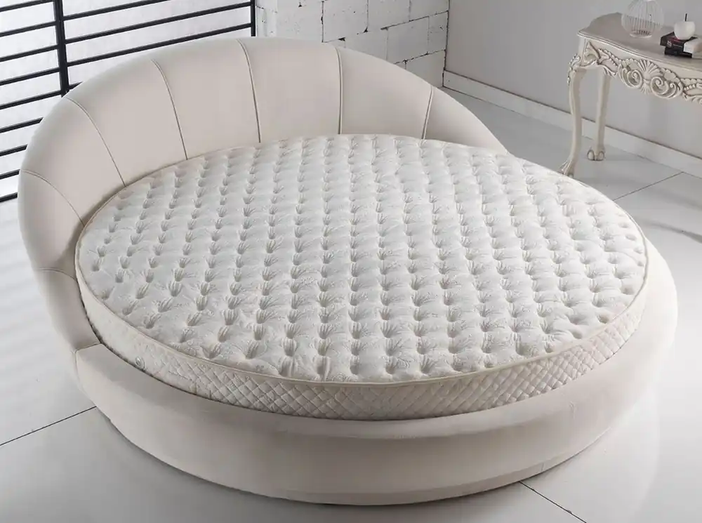 Preisreduziert Casa Padrino cama redonda de lujo gris claro Ø 240 x A. 90 cm - Cama doble redonda con colchón - Muebles de dormitorio de lujo