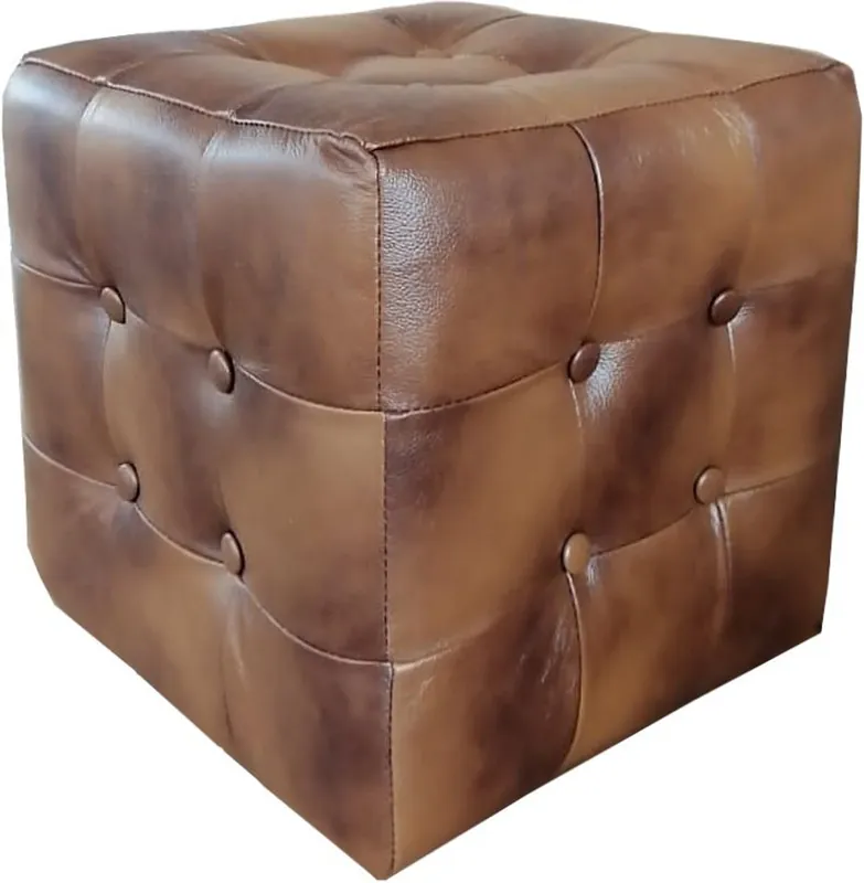 Direkt Vom Hersteller Casa Padrino Chesterfield taburete de cuero real vintage marrón 40 x 40 x H. 42 cm - muebles de lujo