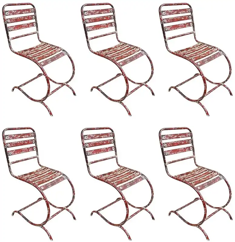 Casa Padrino conjunto de sillas de jardín Art Nouveau rojo antiguo 40 x 45 x A. 92 cm - Sillas de hierro forjado hechas a mano - Muebles de jardín nostálgicos Neu