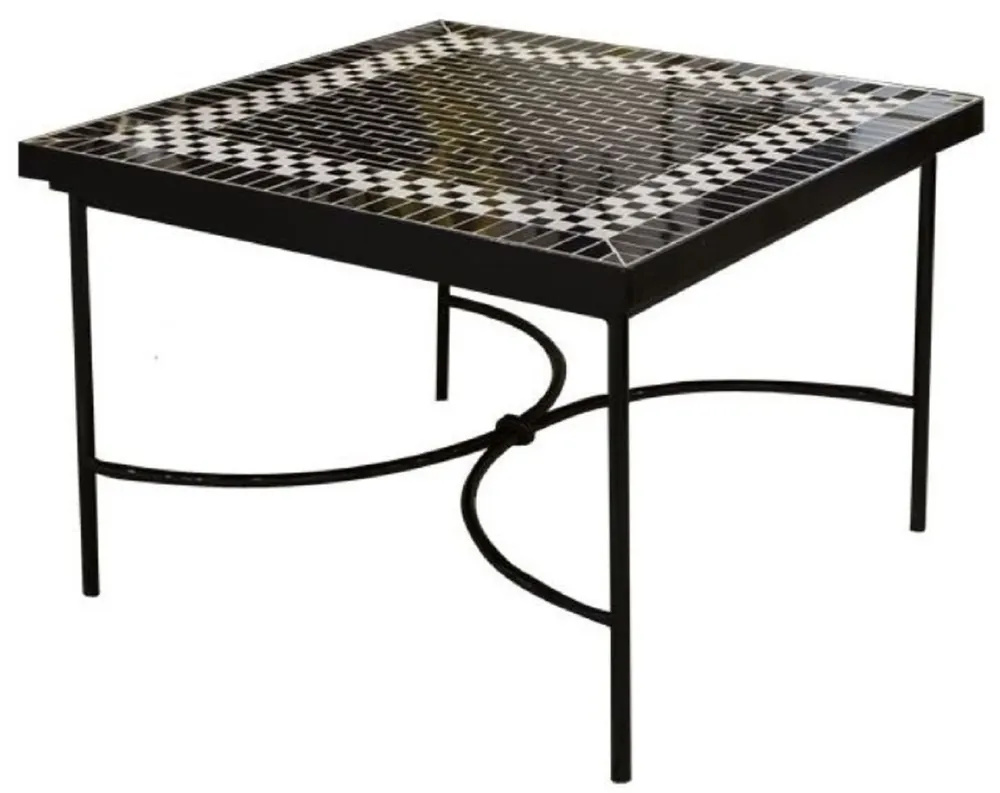 Meistverkauft Casa Padrino mesa de centro Art Nouveau de lujo negro / blanco 80 x 80 x A. 45 cm - Mesa de hierro forjado hecha a mano con tablero de azulejos de cerámica - Muebles mesa de jardín de sala de estar