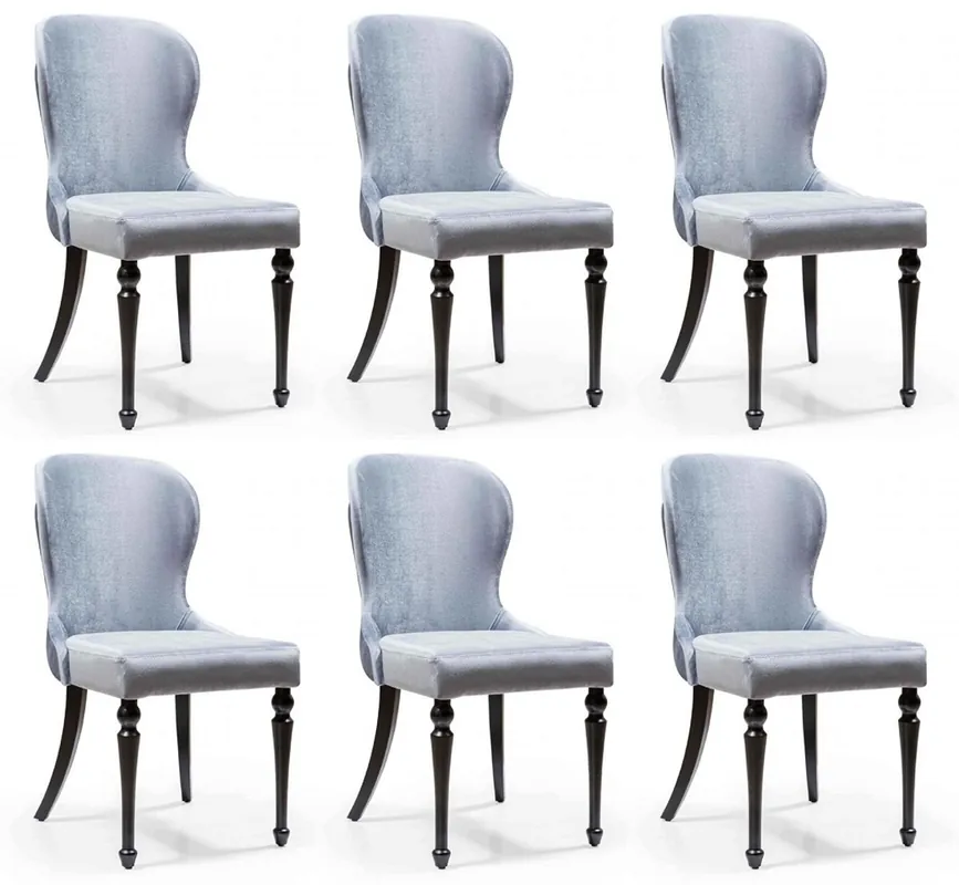 Angebot Casa Padrino conjunto de sillas de comedor Art Deco plata / negro 49 x 50 x A. 89 cm - Conjunto de 6 sillas de cocina - Muebles de Comedor Art Deco