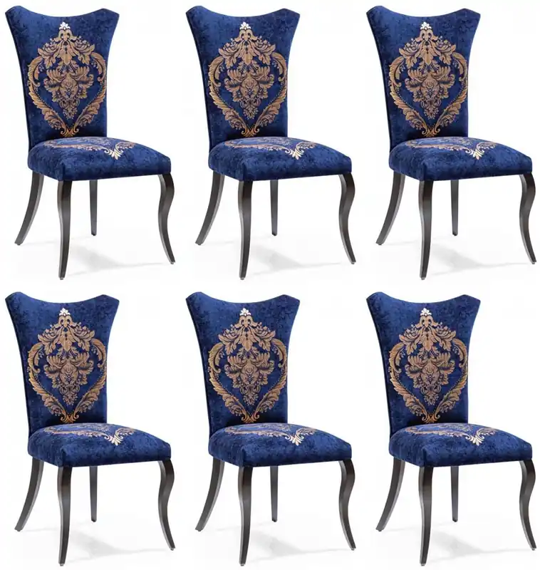 Mega-Angebot Casa Padrino conjunto de sillas de comedor barrocos azul real / oro / negro 50 x 47 x A. 105 cm - Conjunto de sillas de cocina de 6 - Muebles de comedor barrocos
