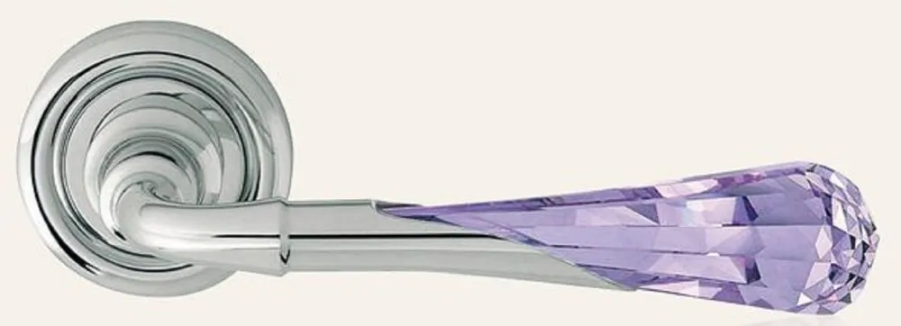 Casa Padrino conjunto de manija de puerta de lujo plata / violeta 15 x A. 5 cm - Manijas de puerta de latón noble con cristal Swarovski - Calidad de Lujo Sale