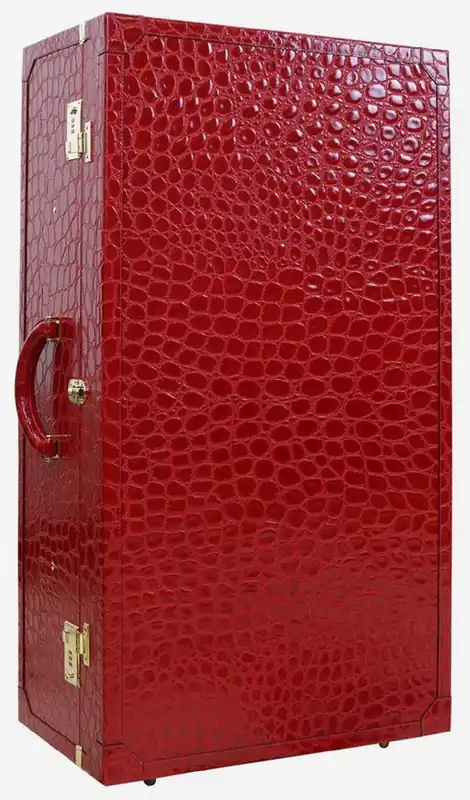 Begrenztes Angebot Casa Padrino maleta de cuero genuino de lujo con cerradura de combinación y ruedas rojo / oro 48 x 28 x A. 90 cm - Maleta de Viaje Hecha a Mano de Cuero de Alta Calidad - Accesorios de Lujo
