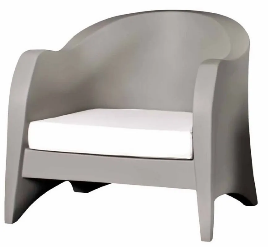 Neuheit Casa Padrino sillón de jardín de diseño gris mate / blanco 79 x 72 x A. 73 cm - Sillón de jardín de terraza resistente a la intemperie - Muebles de Hotel - Calidad de Lujo