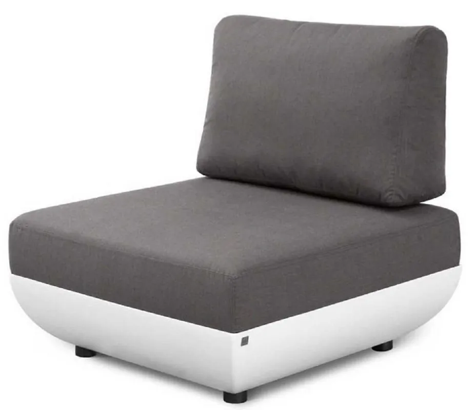 Nur Heute Casa Padrino sillón de jardín de diseño blanco mate / gris oscuro 92 x 95 x A. 90 cm - Sillón de jardín resistente a la intemperie con respaldo ajustable - Muebles de Hotel - Calidad de Lujo