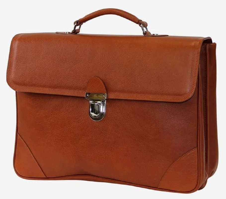 Direkt Vom Hersteller Casa Padrino maletín de cuero auténtico de lujo marron / plata 42 x 16 x A. 29 cm - Maletín para portátil de hombre hecho de cuero de alta calidad - Accesorios de Lujo para Hombre