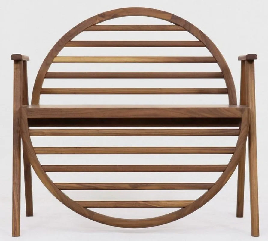 Casa Padrino banco de lujo marrón 86 x 58 x A. 81 cm - Banco de madera maciza con reposabrazos - Muebles de Terrazas de Jardín de Gastronomía Rabatt