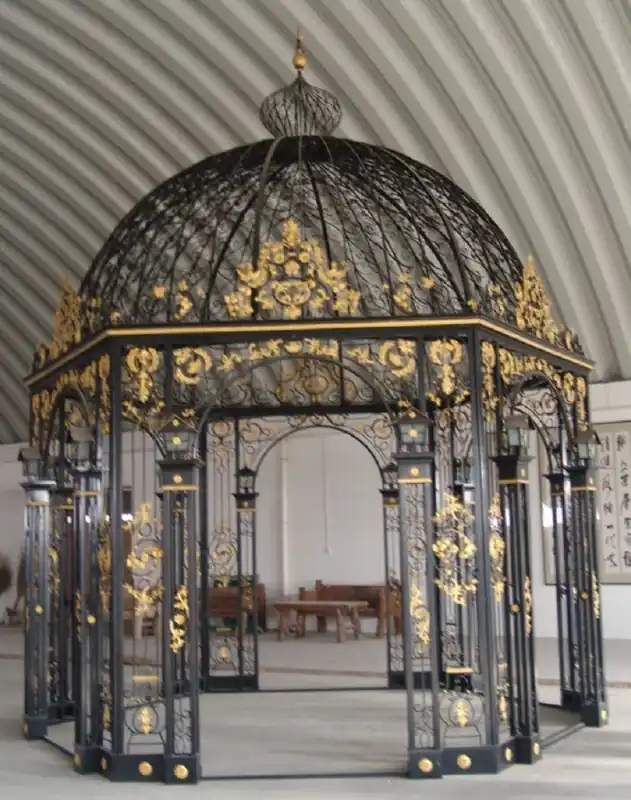 Casa Padrino pabellón de jardín barroco de lujo negro / oro Ø 540 x A. 680 cm - Pabellón de bodas redondo de hierro forjado - Noble & Magnífico Super-Preis